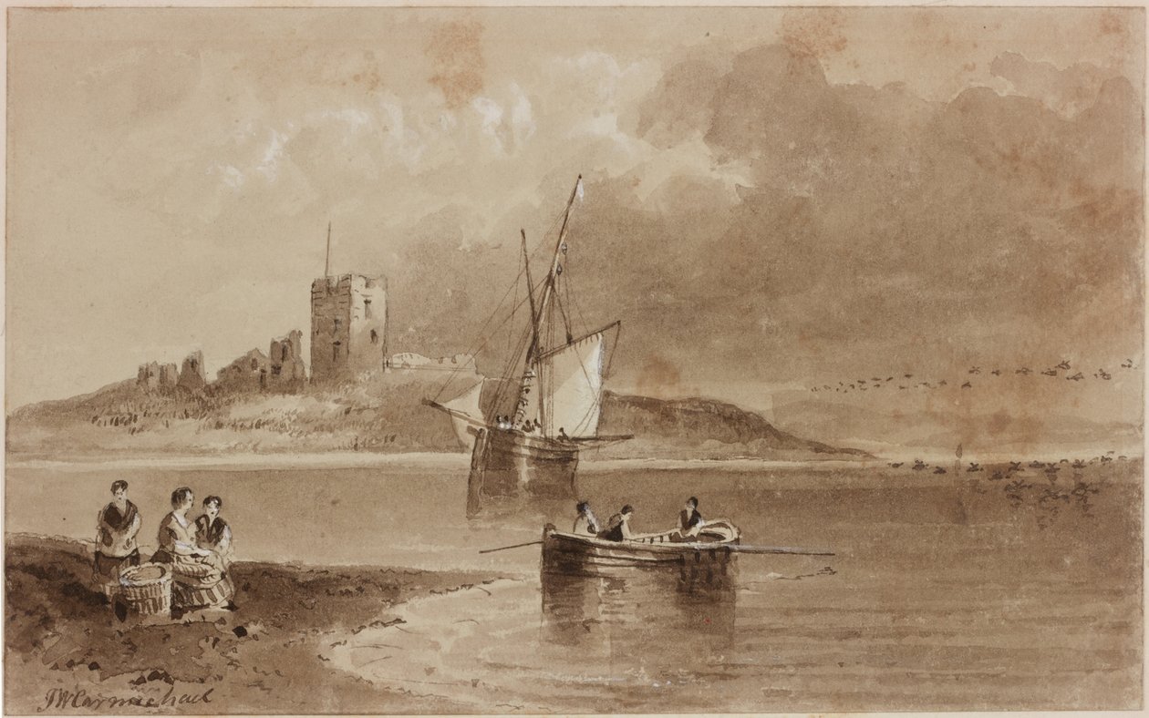 Coquet Island (bläck (sepia) på papper) av John Wilson Carmichael