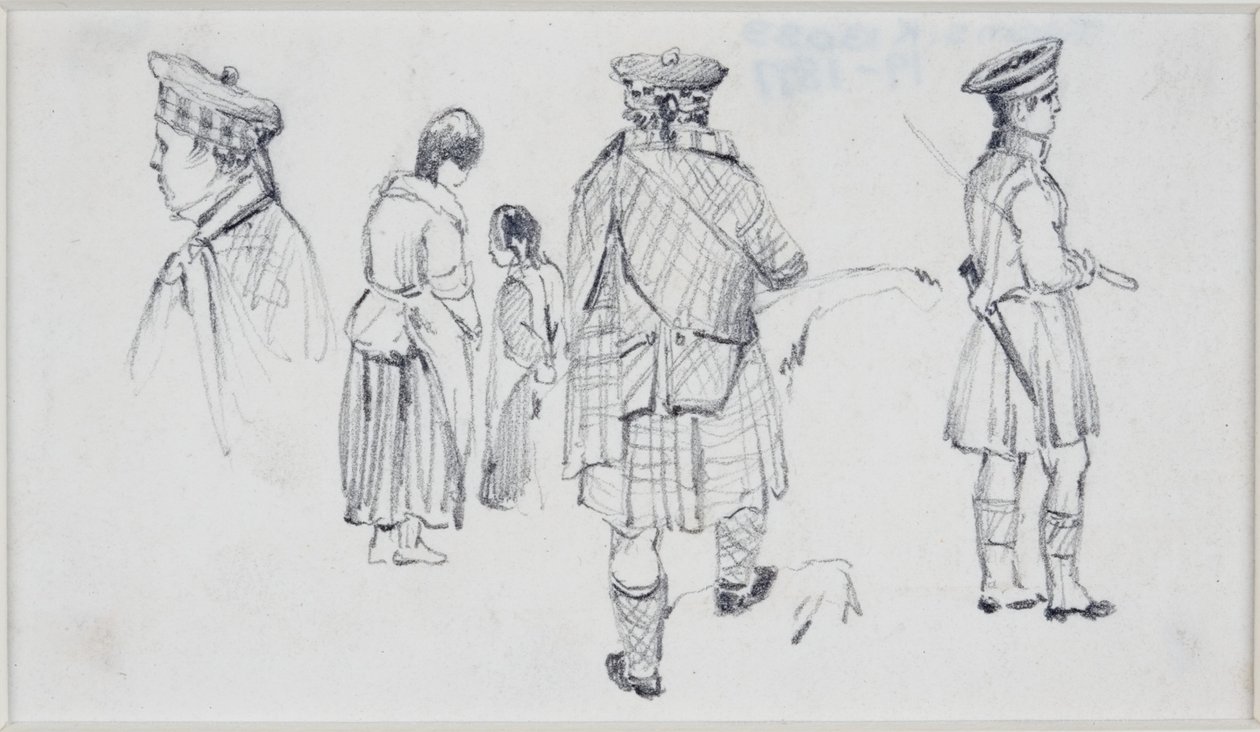 Fem figurer i skotsk klänning av John Wilson Carmichael
