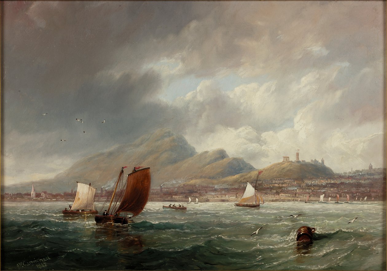 Leith och Edinburgh från Firth of Forth, 1847 av John Wilson Carmichael