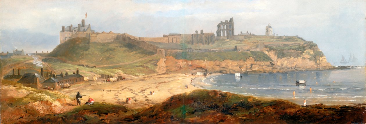 Priory and Castle, Tynemouth (olja på trä) av John Wilson Carmichael