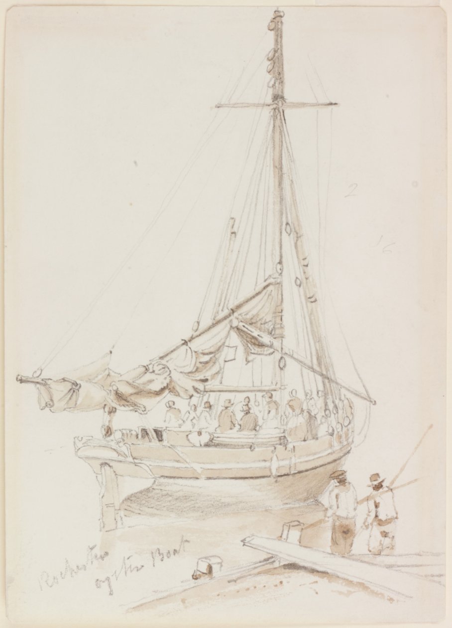 Rochester Oyster Boat (bläck (brunt) och penna på papper) av John Wilson Carmichael