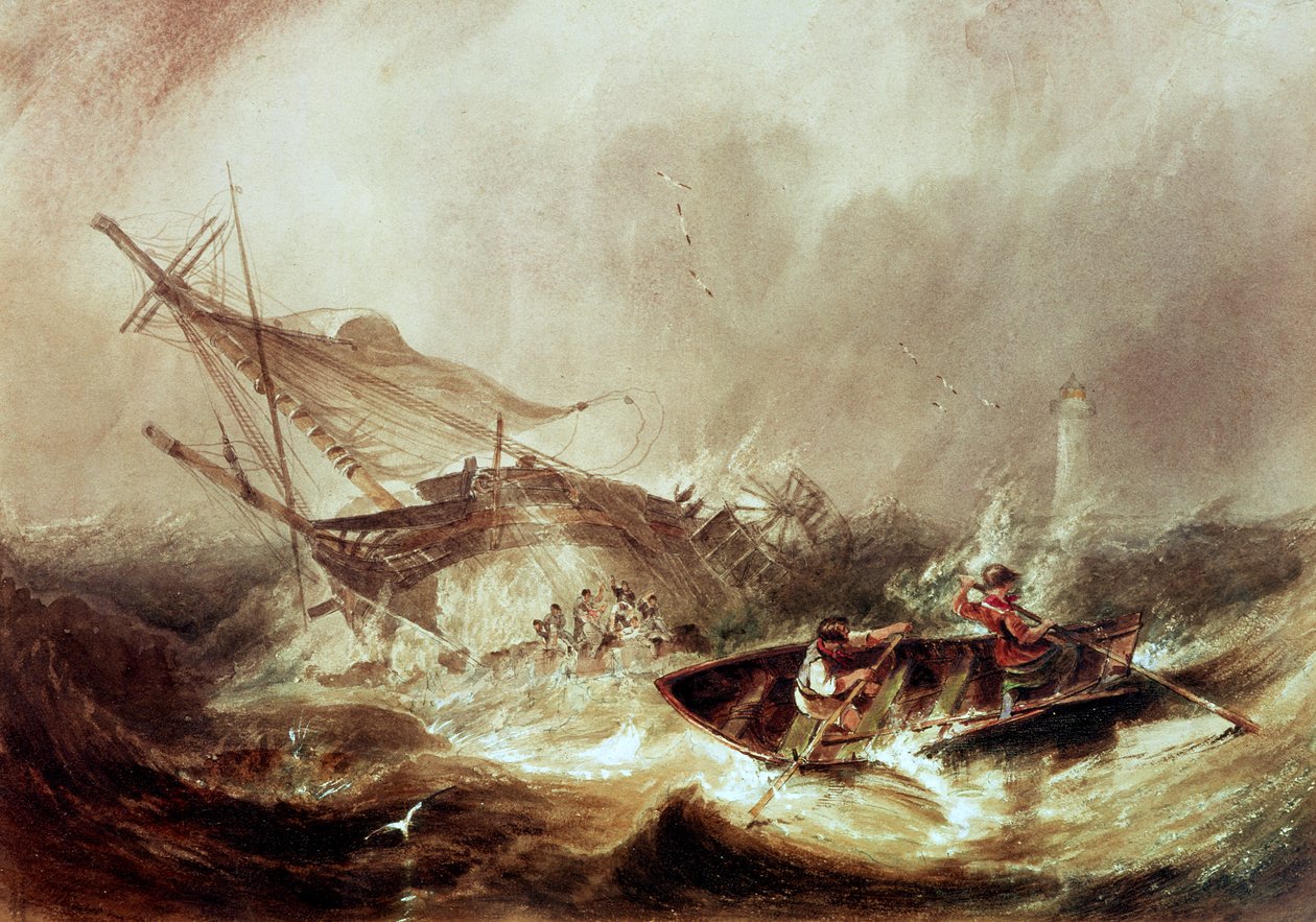 Rodd för att rädda skeppsbrutna sjömän utanför Northumberland Coast av John Wilson Carmichael