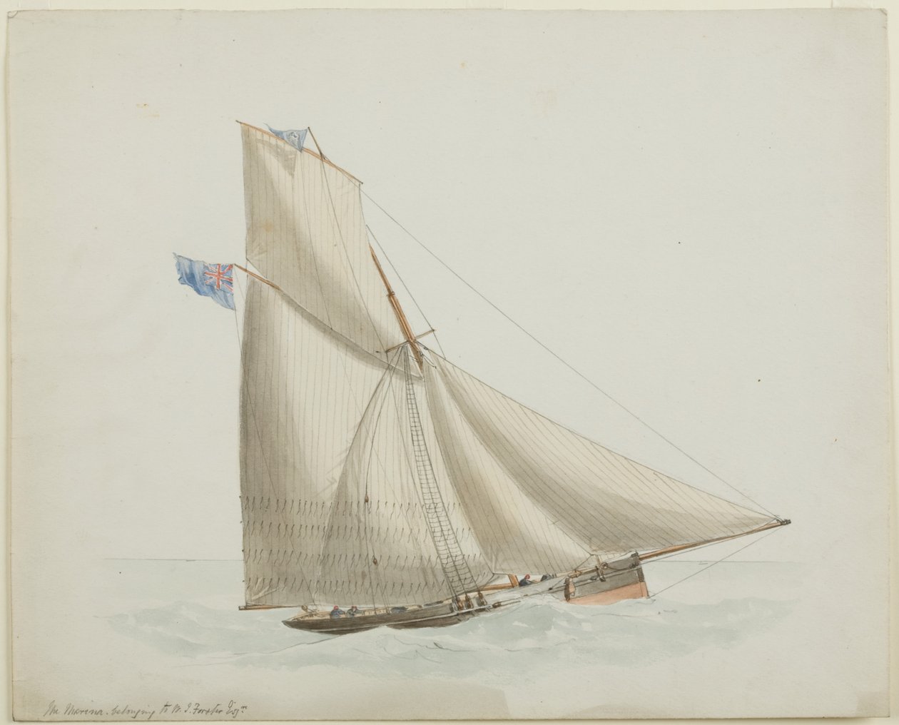 Ship Portrait - The Marina (penna och akvarell på papper) av John Wilson Carmichael