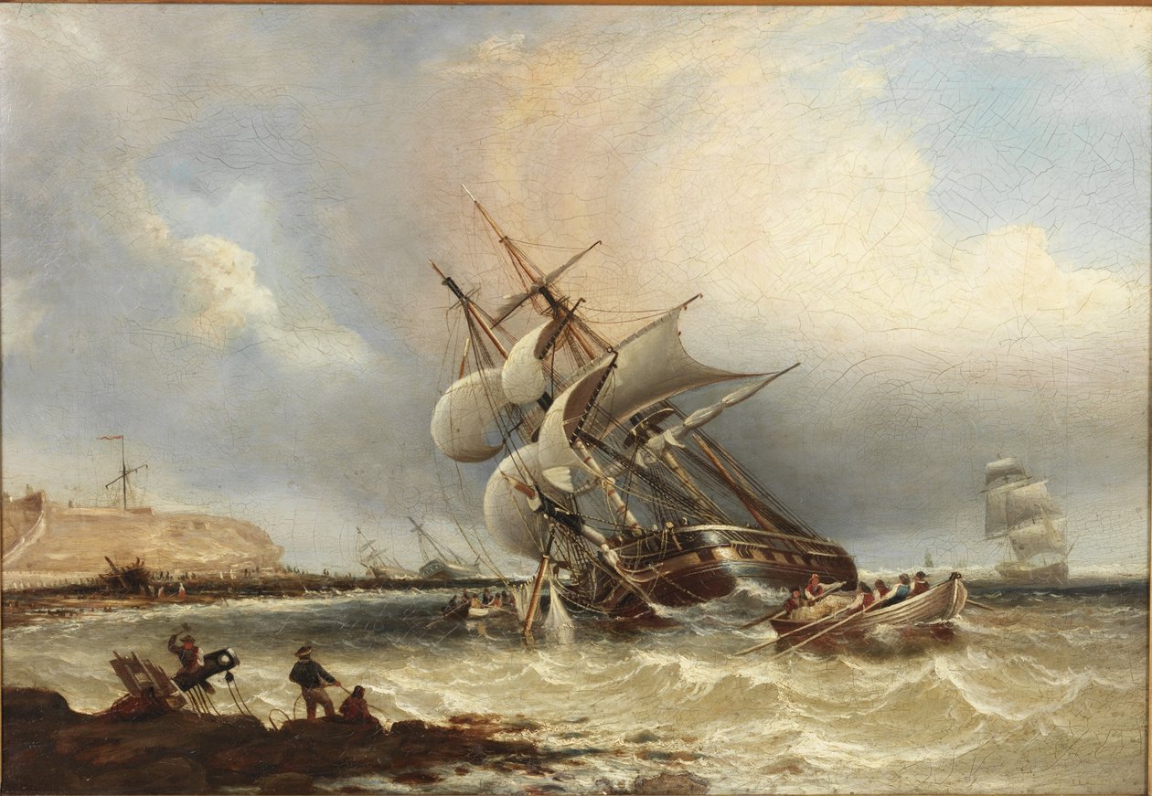 Skeppsbrott utanför Tyne, före byggandet av pirerna av John Wilson Carmichael