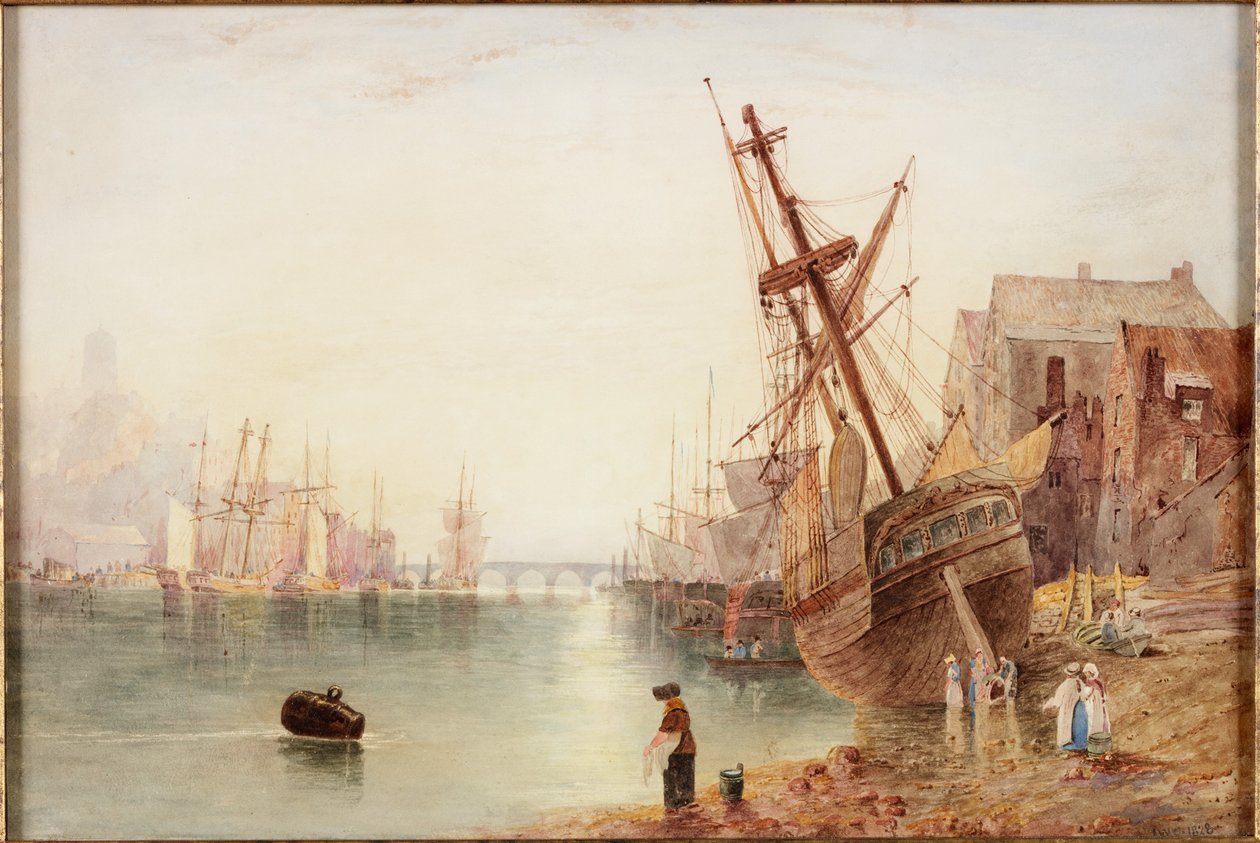 The Tyne 1828 (akvarell på papper) av John Wilson Carmichael