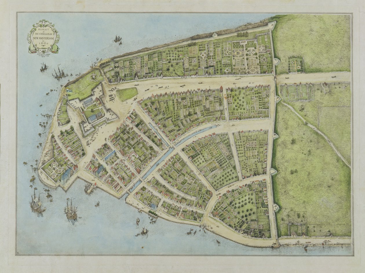 Omarbetning av Castello-planen, New Amsterdam 1660, 1916 av John Wolcott Adams