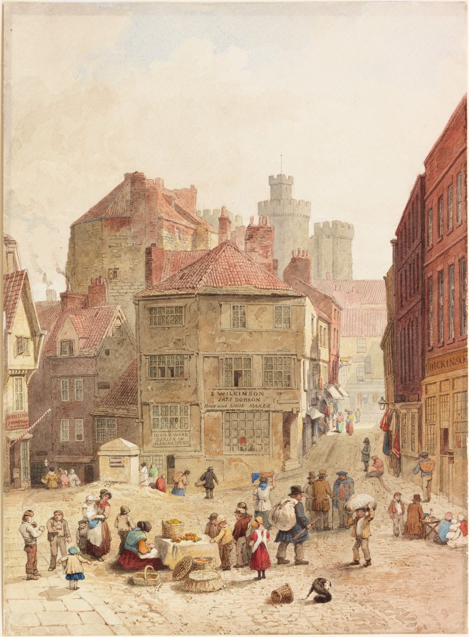 The Castle, Newcastle upon Tyne, från nordväst (akvarell på papper) av John Wykeham Archer
