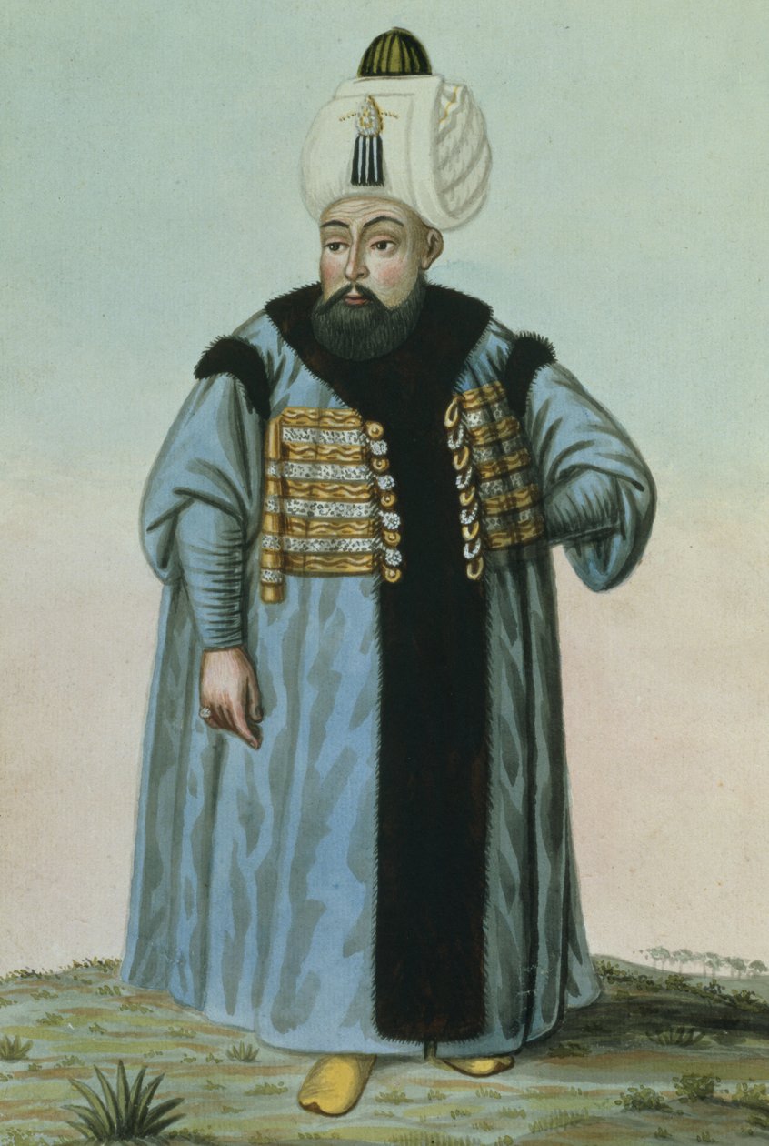 Selim II (1524-74), kallad "Sari", blondinen eller Sot, sultan 1566-74, från "A Series of Portraits of the Emperors of Turkey", 1808. av John Young