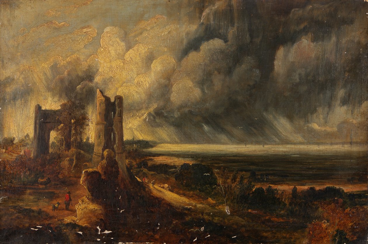 Hadleigh Castle, Themsens mynning - Morgon efter en stormig natt (olja på duk) av John (after) Constable