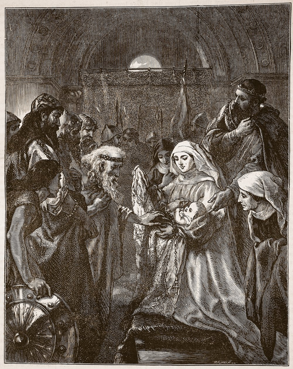 Edward presenterar sin späda son för walesarna, illustration från 