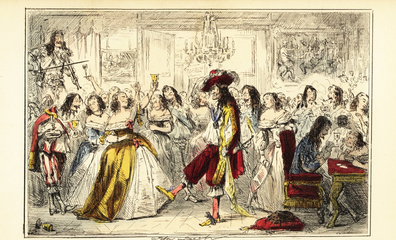 Kung Karl II på en dansfest under restaureringen, cirka 1660 av John (after) Leech