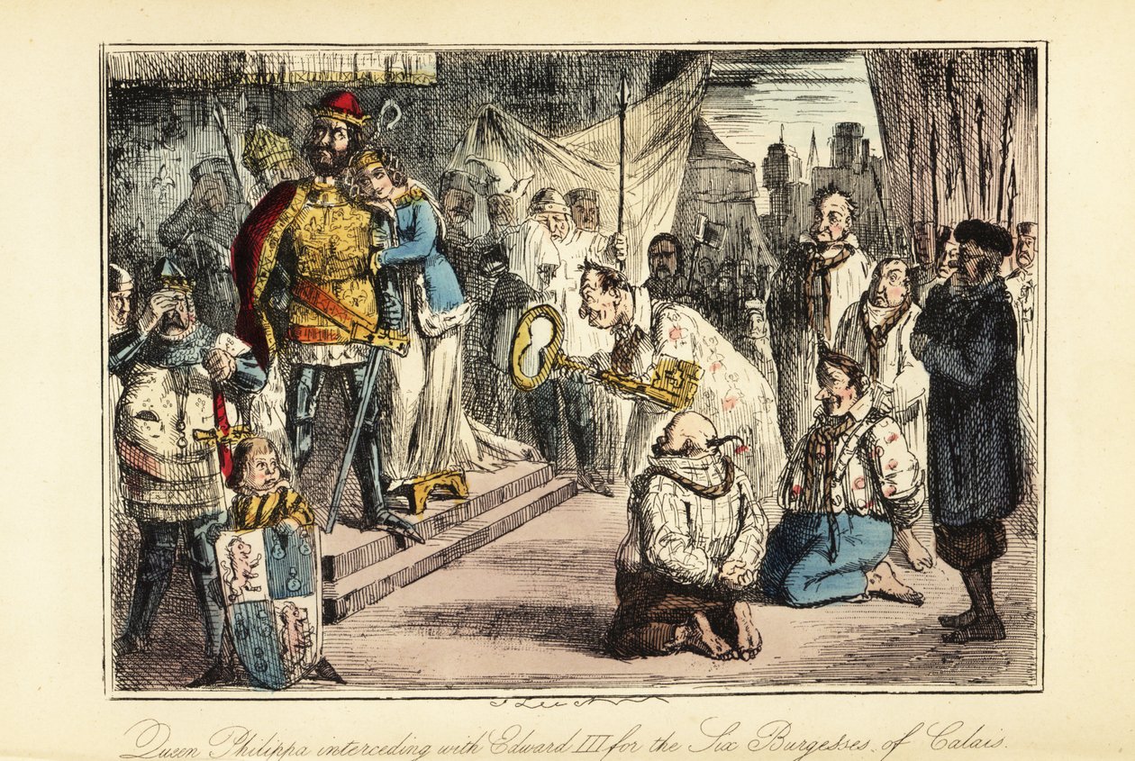 Kung Edward III av England efter belägringen av Calais 1347 av John (after) Leech