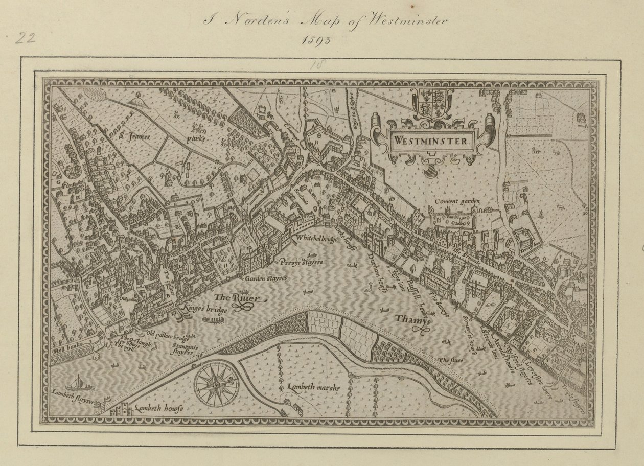 En plan för Westminster av John (after) Norden