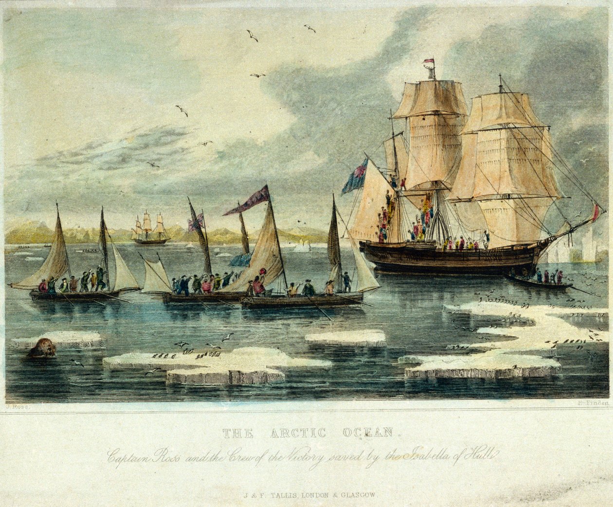 Arktiska oceanen Kapten Ross och besättningen på "Victory" räddades av "Isabella" av Hull av John (after) Ross