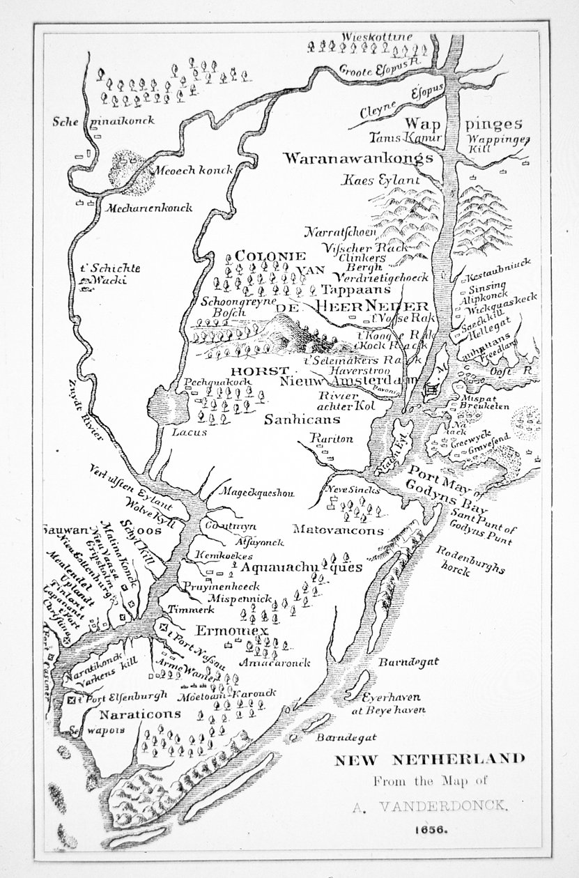 Kolonialamerika: den holländska kolonin Nya Nederländerna (litho) av John (after) Vanderbank