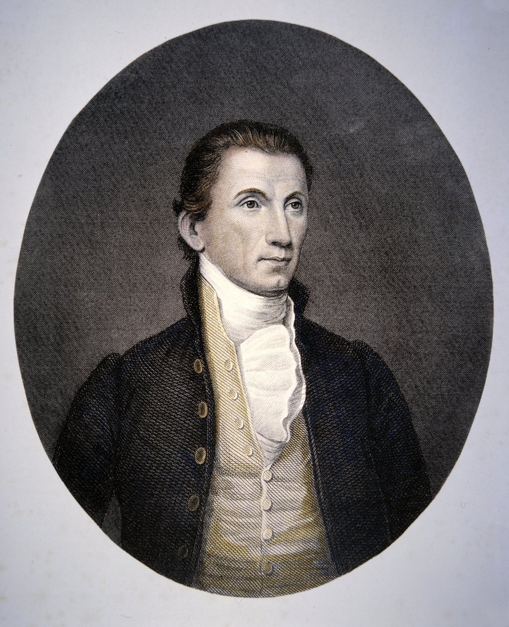 James Monroe (1758-1831) graverad av Asher Brown Durand (1796-1886) (färgad gravyr) av John (after) Vanderlyn