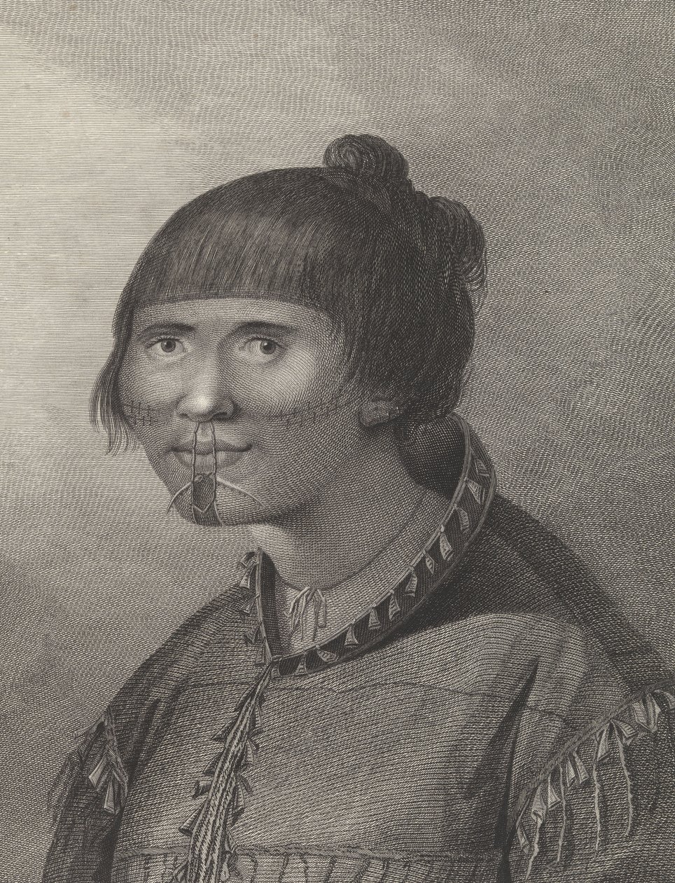En kvinna från Oonalashka, slutet av 1700-talet (gravyr) av John (after) Webber