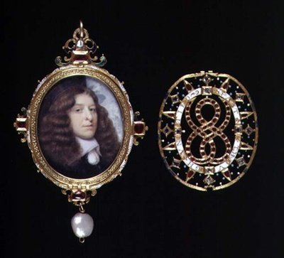 Nr.3863 Miniatyr av en okänd man, i en ram och omslag av guld och juveler, c.1660 (vellum) av John (attr. to) Hoskins