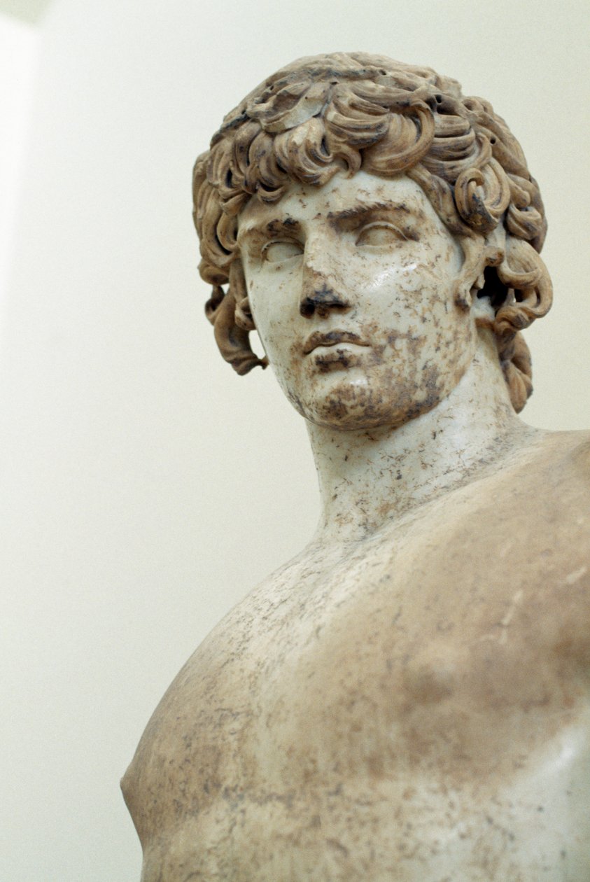 Antinoos, staty i parisk marmor, från Apollontemplet i Delfi, Grekland, romersk civilisation, 200-talet e.Kr., detalj. av Walter Charles Mills