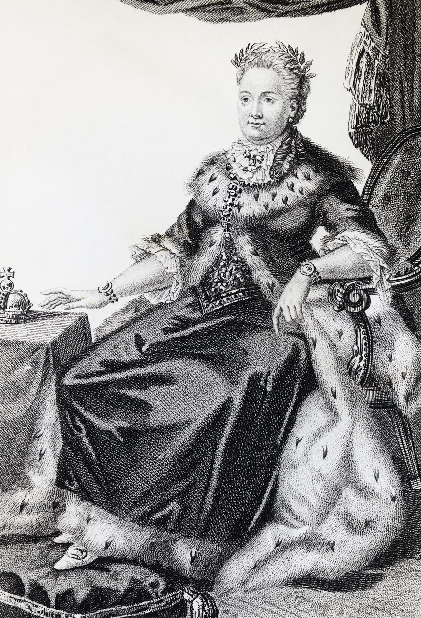 Katarina II, född Sophie Friederike Auguste (1729-1796), kejsarinna av Ryssland, gravyr av Walter Charles Mills