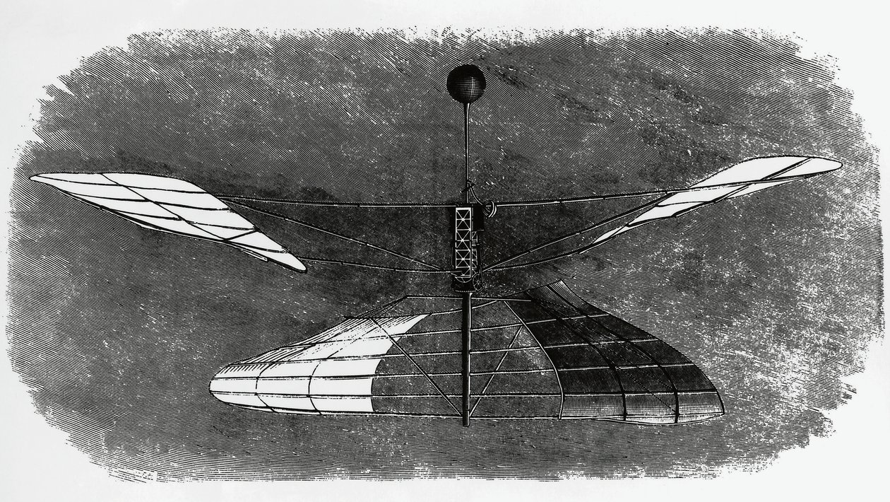 Enrico Forlanini helikopter (1848-1930), bläckritning, Italien av Walter Charles Mills