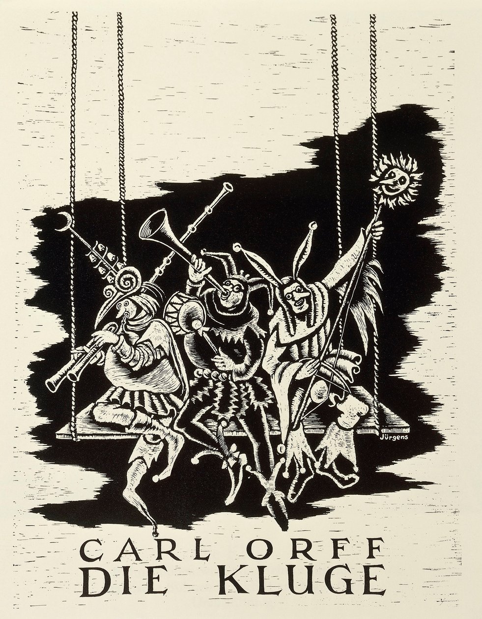 Tyskland, diessen am ammersee, Playbill för premiär av Die Kluge (The Wise Woman) av Carl Orff (1895-1982) i Frankfurt av Walter Charles Mills