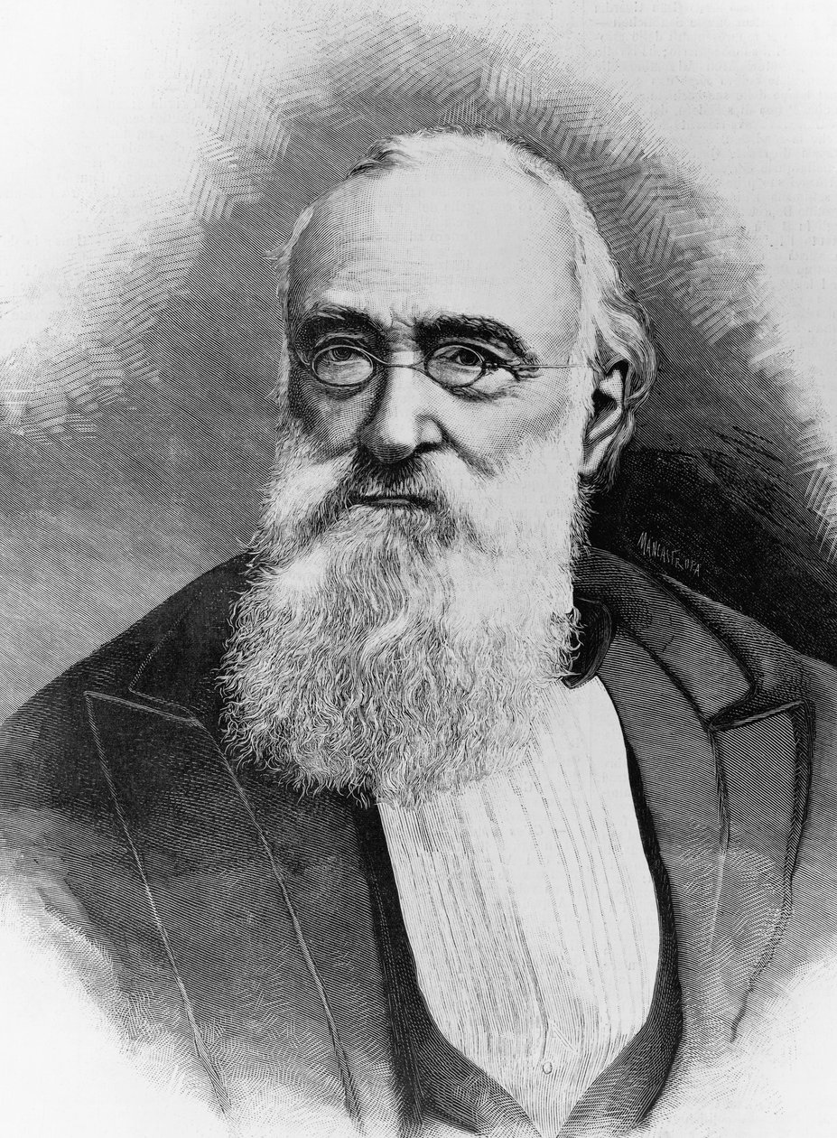 Porträtt av Agostino Depretis (1813-1887), italiensk statsman och premiärminister i kungariket Italien, gravyr efter fotografi av Michele Schemboche (aktiv 1856-ca 1906) av Walter Charles Mills