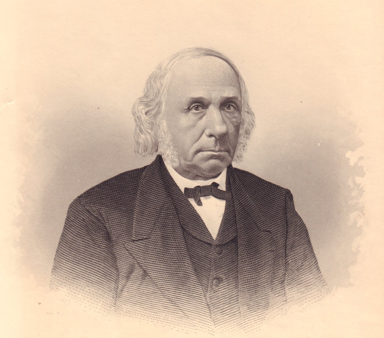 Porträtt av den amerikanske industrimannen och metodistpastorn Thomas T Tasker (1799-1892), gravyr av FE Jones från ladies