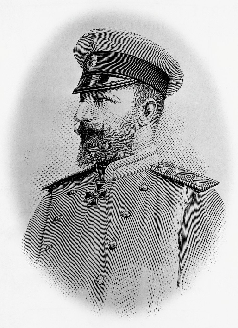 Porträtt av Ferdinand I (1861-1948), tsar av Bulgarien, gravyr av Walter Charles Mills
