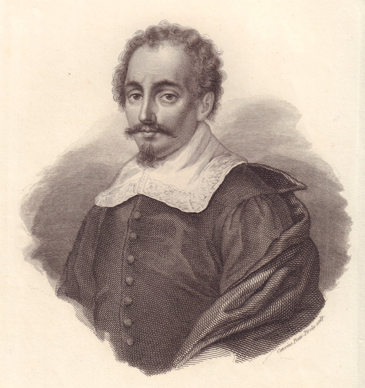Porträtt av den italienske geografen Jacopo Cantelli (1643-1695), kopparstick av Caterina Piotti-Pirola av Walter Charles Mills