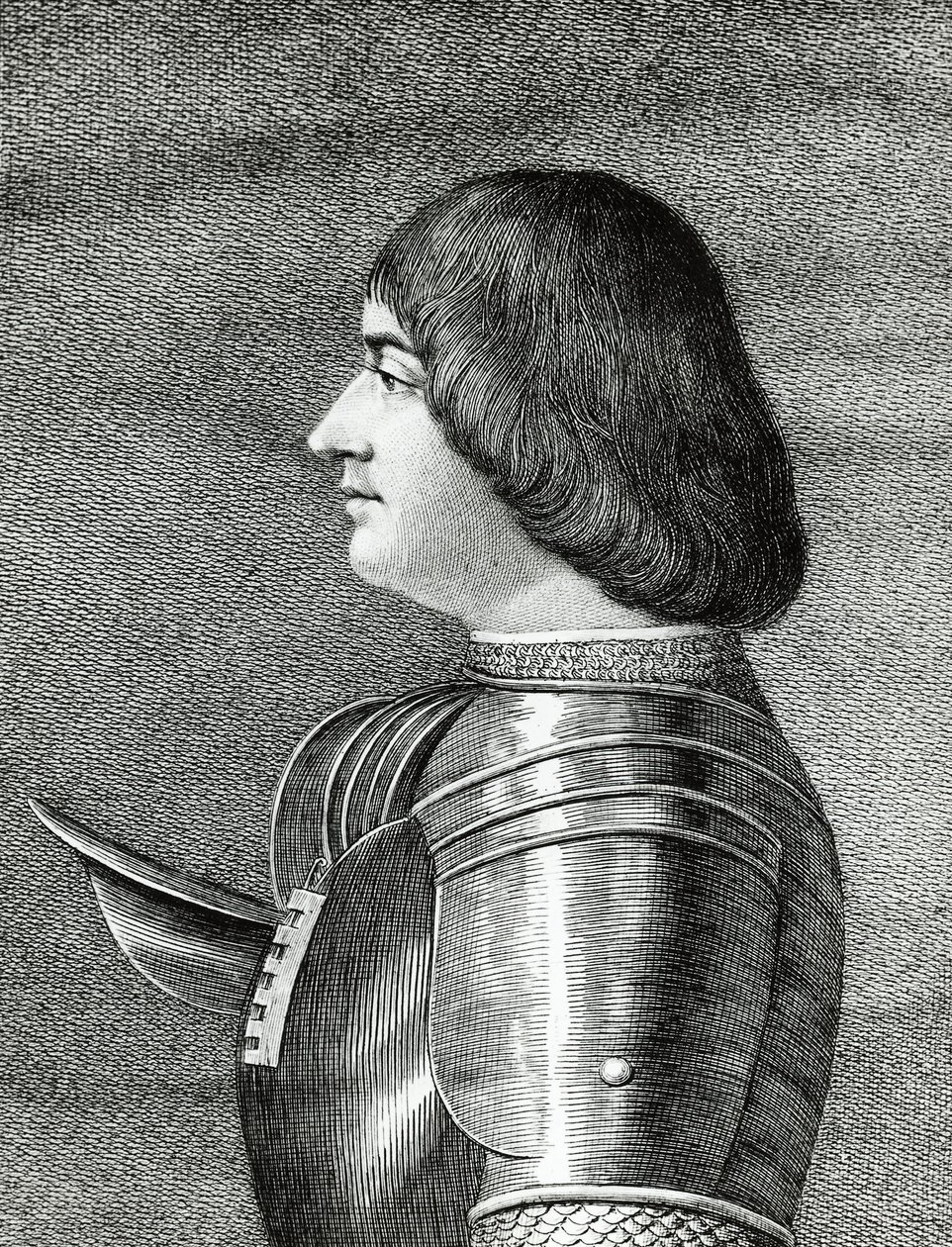 Porträtt av Ludovico Sforza, känd som Il Moro (1452-1508), hertig av Milano, gravyr av Walter Charles Mills