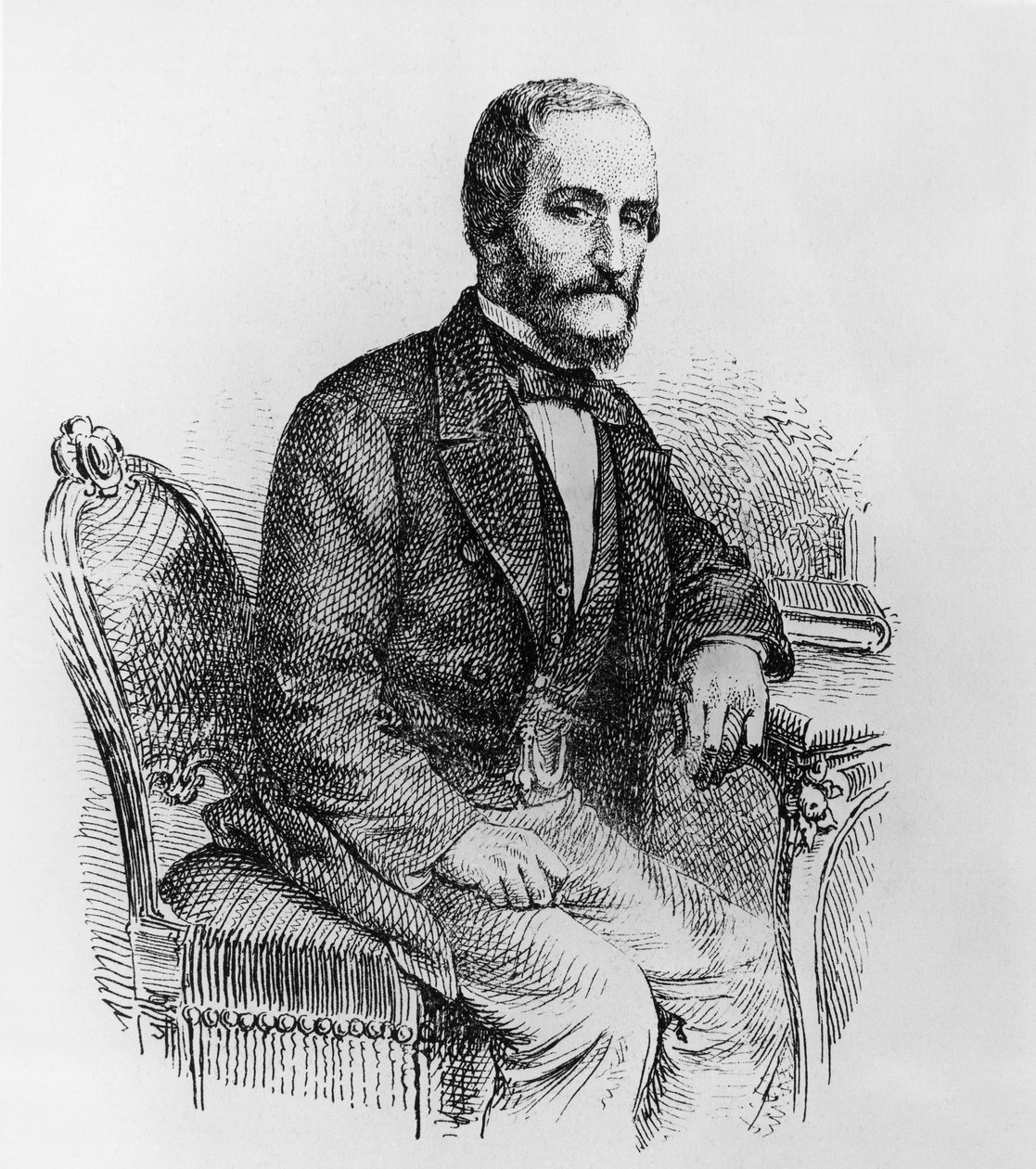 Porträtt av Raffaele Busacca dei Gallidoro (1810-1893), italiensk politiker och ekonom, gravyr av Walter Charles Mills