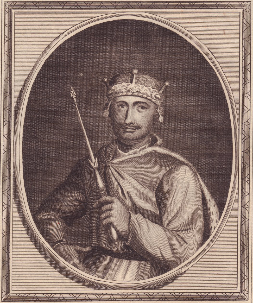 Porträtt av William II av England (1056-1100), även känd som Rufus, kopparstick av John Goldar (1729-1795) av Walter Charles Mills