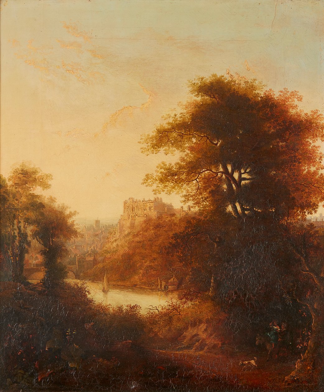 Durham Cathedral From the River (olja på duk) av John (attr.to) Glover