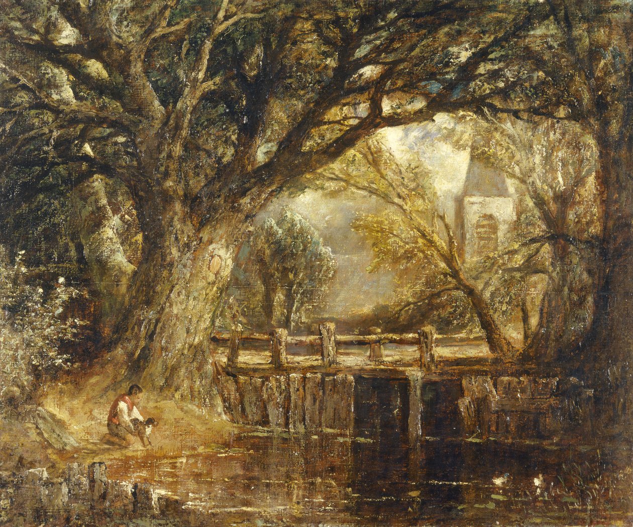 The Weir (olja på duk) av John (imitator of) Constable