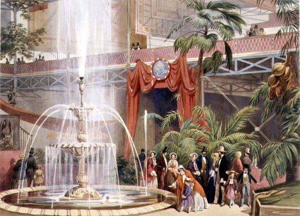 Crystal Palace, utsikt i norra korsarmen (färgad litho) av John Absolon