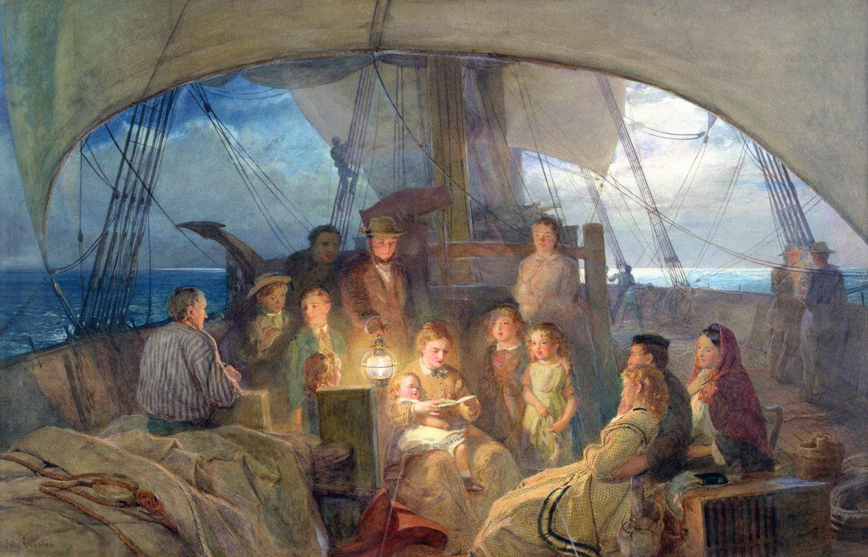 Vi är ute i havet och seglar till vårt hem bortom djupet... av John Absolon