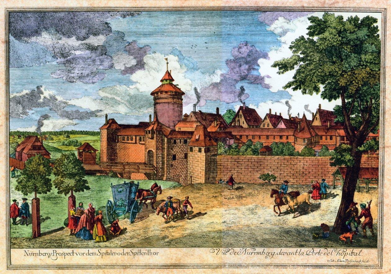 Hospitalsporten, Nürnberg, Tyskland, 1600- eller 1700-talet. av John Adam