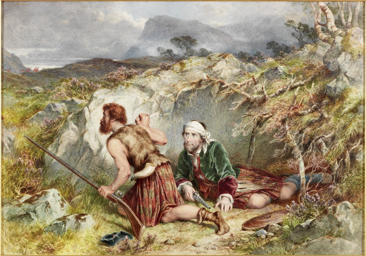Fugitives from Culloden (akvarell och kroppsfärg ombord) av John Adam P. Houston