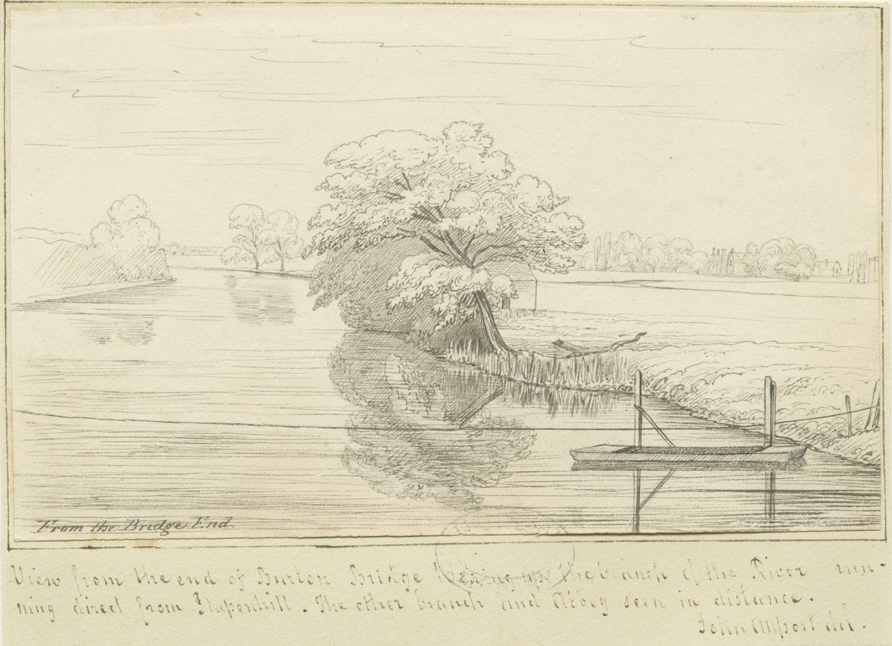 Burton-upon-Trent - Trent River: penna och bläck ritning, nd [1799-1854] (ritning) av John Allport