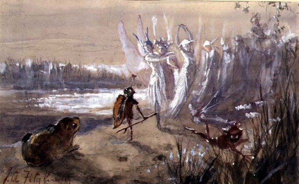 A Halt in the Fairy Procession (akvarell, gouache på papper) av John Anster Fitzgerald