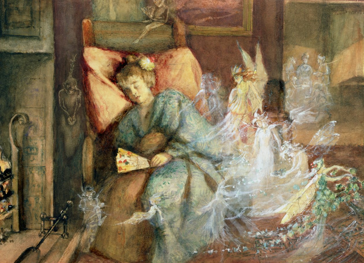 Drömmar (akvarell och kroppsfärg på papper) av John Anster Fitzgerald