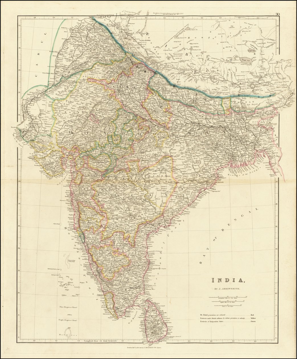 1832 års karta över Indien av John Arrowsmith av John Arrowsmith