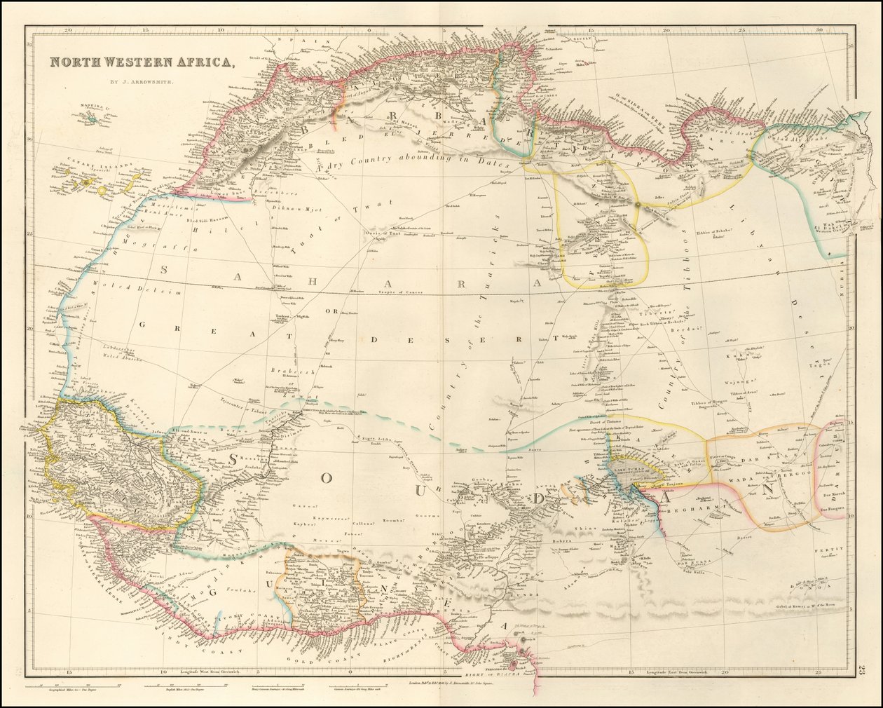 1842 års karta över nordvästra Afrika av John Arrowsmith av John Arrowsmith