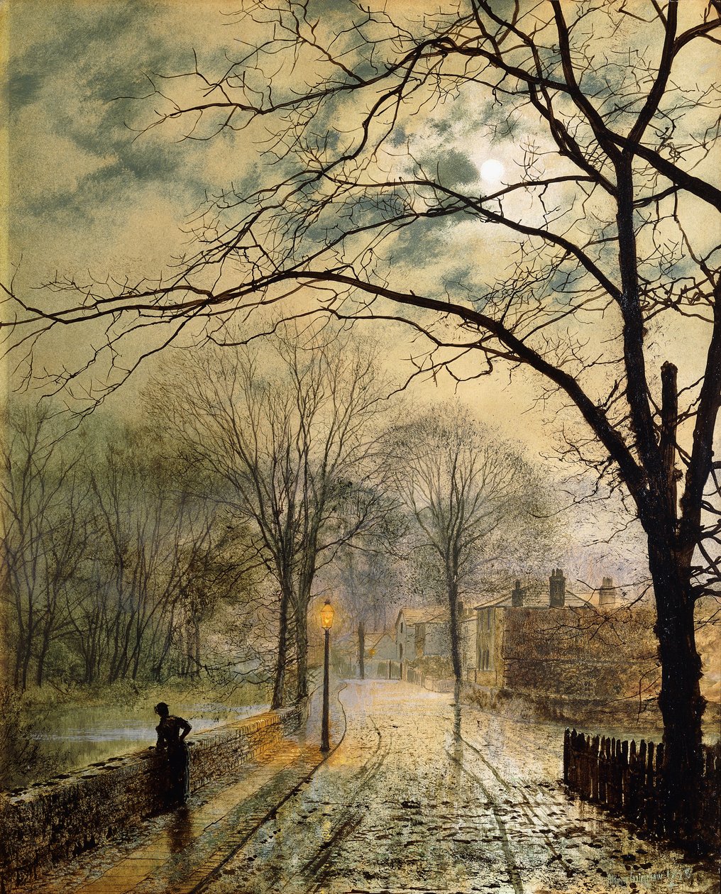 En månbelyst promenad, Bonchurch, Isle of Wight, 1878 av John Atkinson Grimshaw