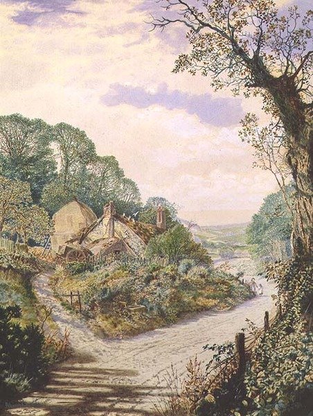 En sommarmiddag, gammal bondgård, Wharfedale av John Atkinson Grimshaw