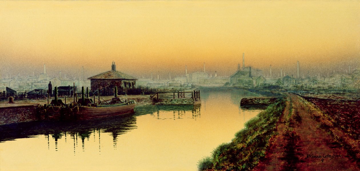 Knostrop Cut, Leeds, Sunday Night av John Atkinson Grimshaw