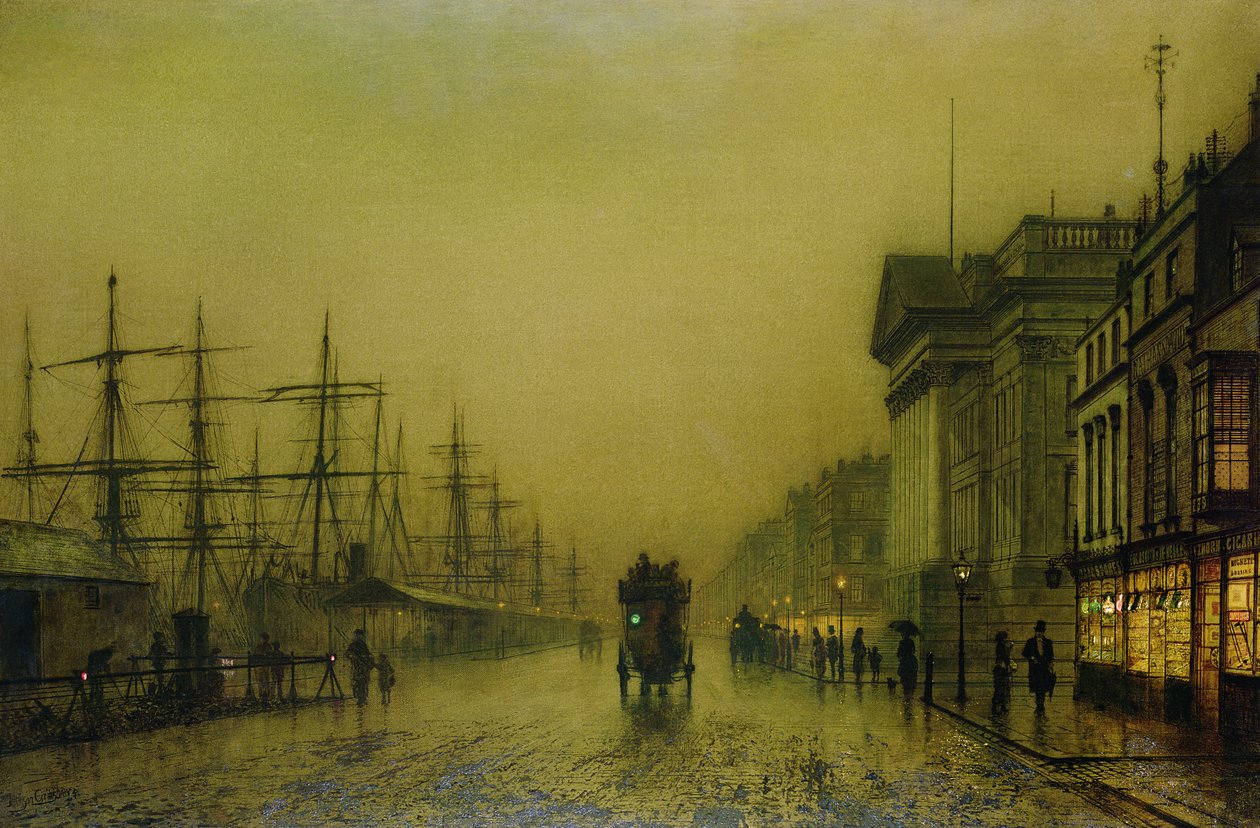 Liverpool Docks Customs House och Salthouse Docks, Liverpool av John Atkinson Grimshaw