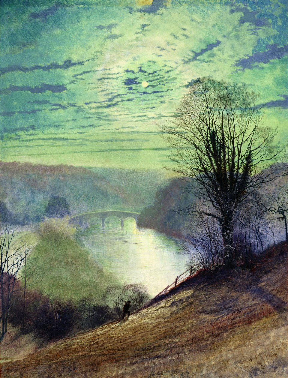 On the Tees, nära Barnard Castle, ca 1868 (akvarell och gouache på papper) av John Atkinson Grimshaw