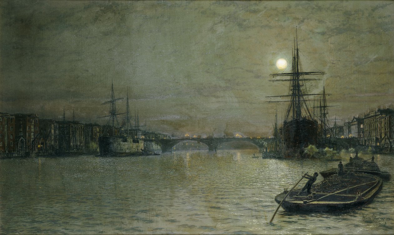 Poolen och London Bridge på natten, 1884 av John Atkinson Grimshaw
